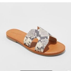 Slide on Snake Skin Print Sandals